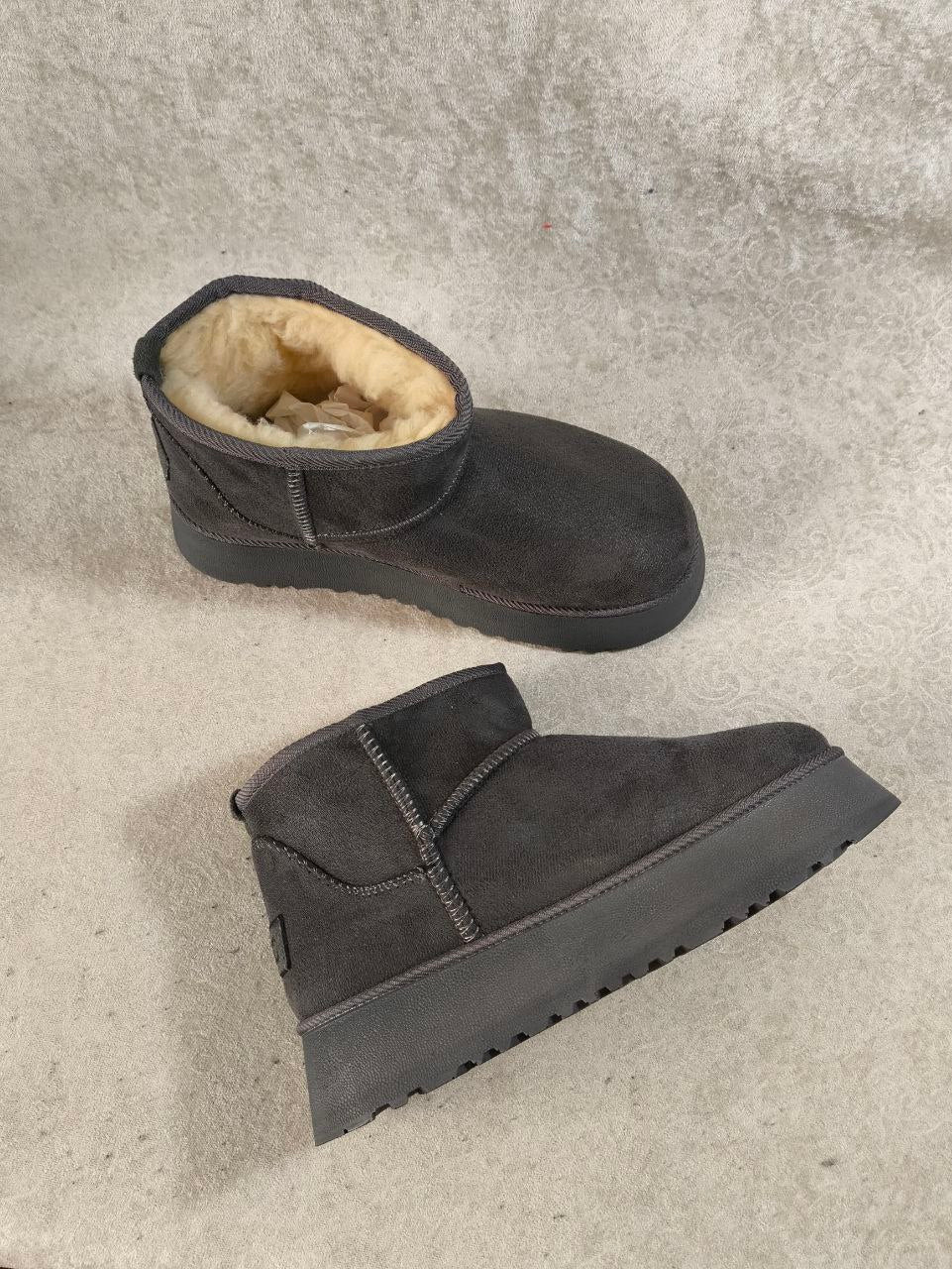 UGG Platform Gri Renk/Çorap Hediyeli