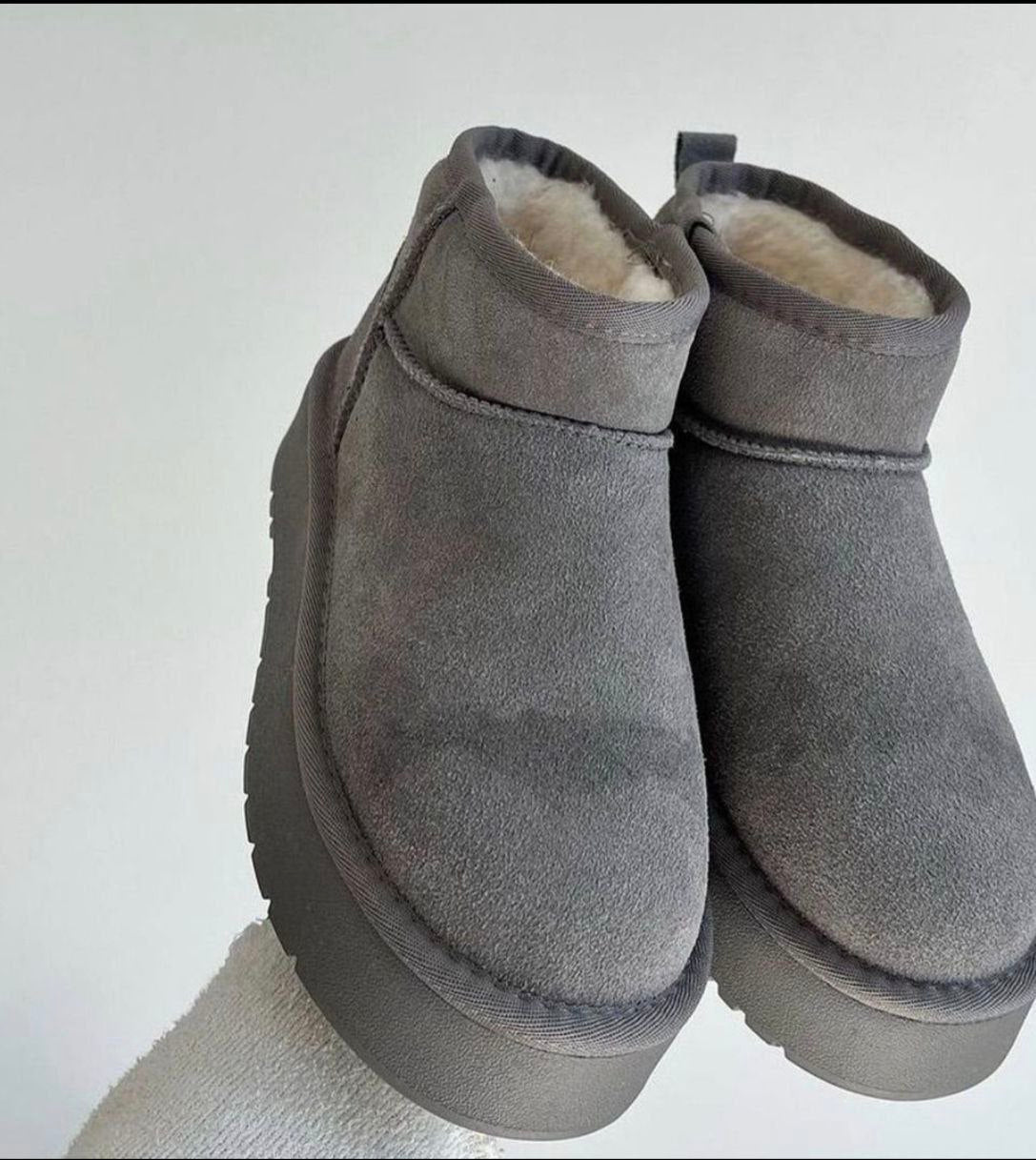 UGG Platform Gri Renk/Çorap Hediyeli
